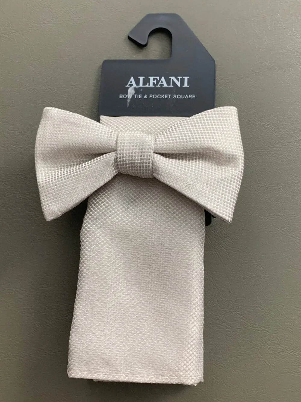 Alfani Men's 2-Piece Textured Bow Tie & Pocket Square Set, Taupe